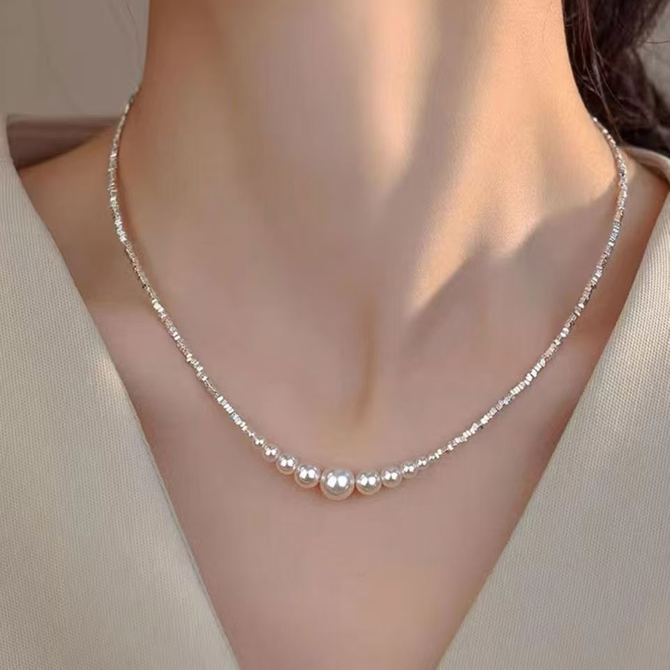 Wholesale Silver Pearl Necklace Elegant French Style Women S Fashion Jewelry Accessory Gift