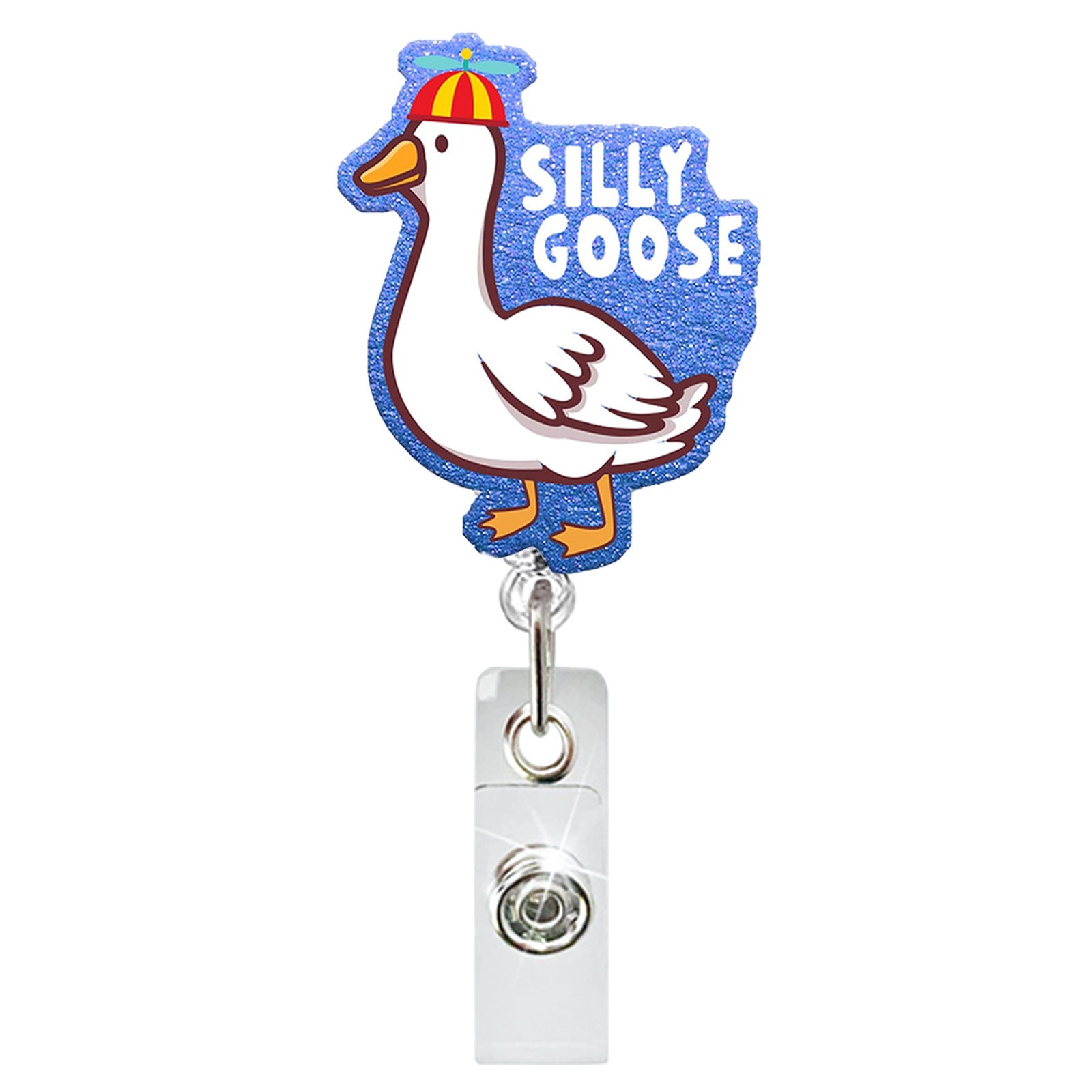 Wholesale Acrylic Cute Big Goose Retractable Rotating Badge Keychain ACC-KC-QiDing012