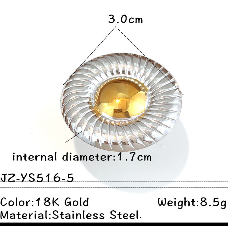 Wholesale Titanium steel ring with contrasting gold and silver design a niche and affordable luxury item