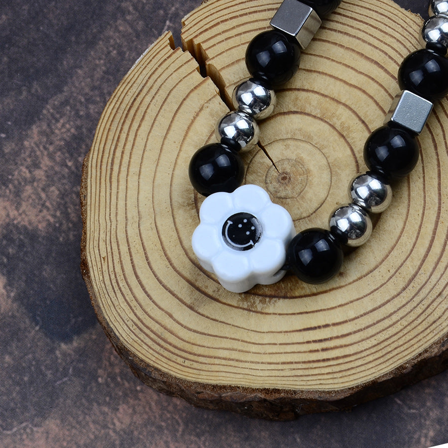 Wholesale Trendy Face Beaded Bracelet Antique Silver Punk Hip Hop Boutique Resale Jewelry