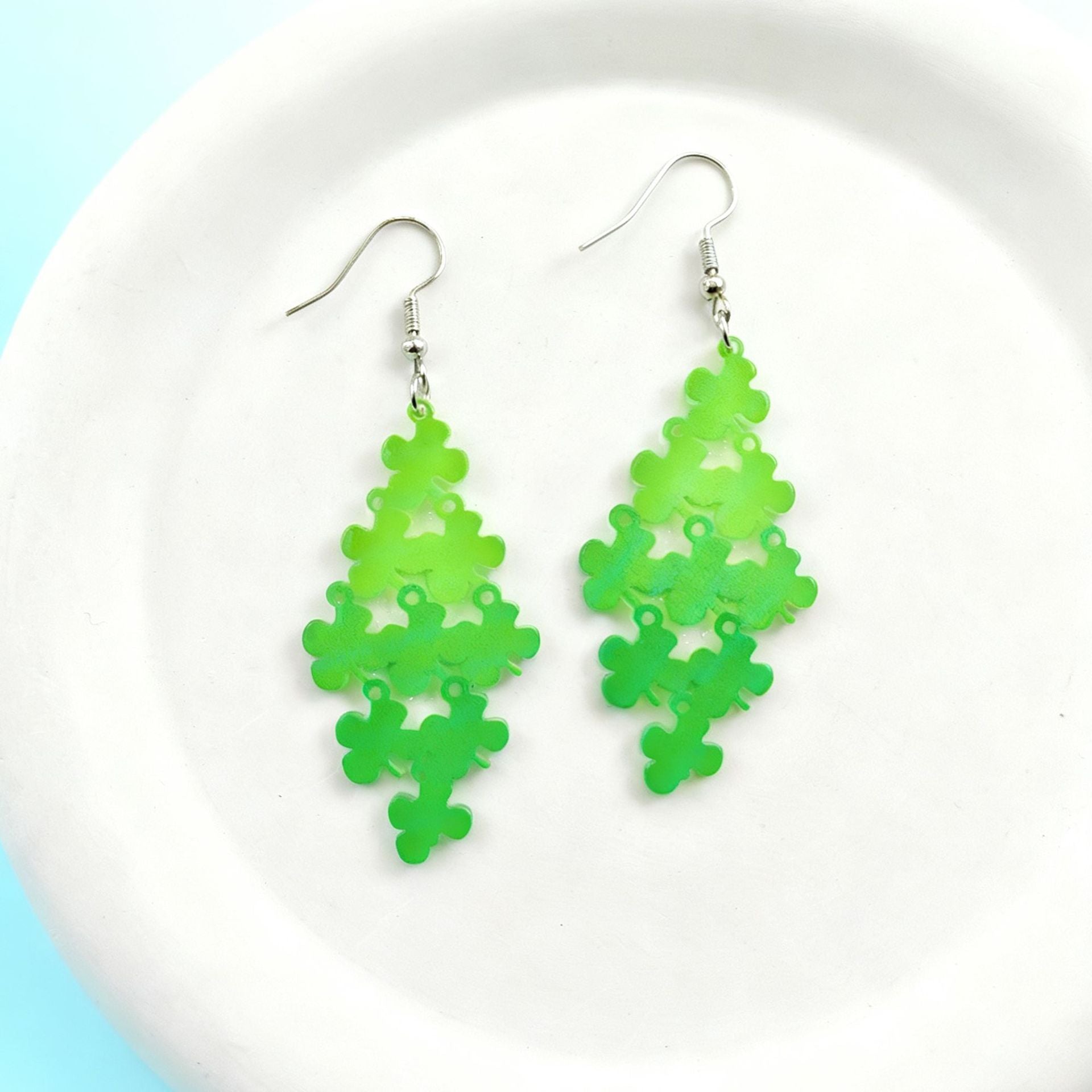 Wholesale Acrylic St.  Patrick' s Day Lucky Clover Irish Earrings