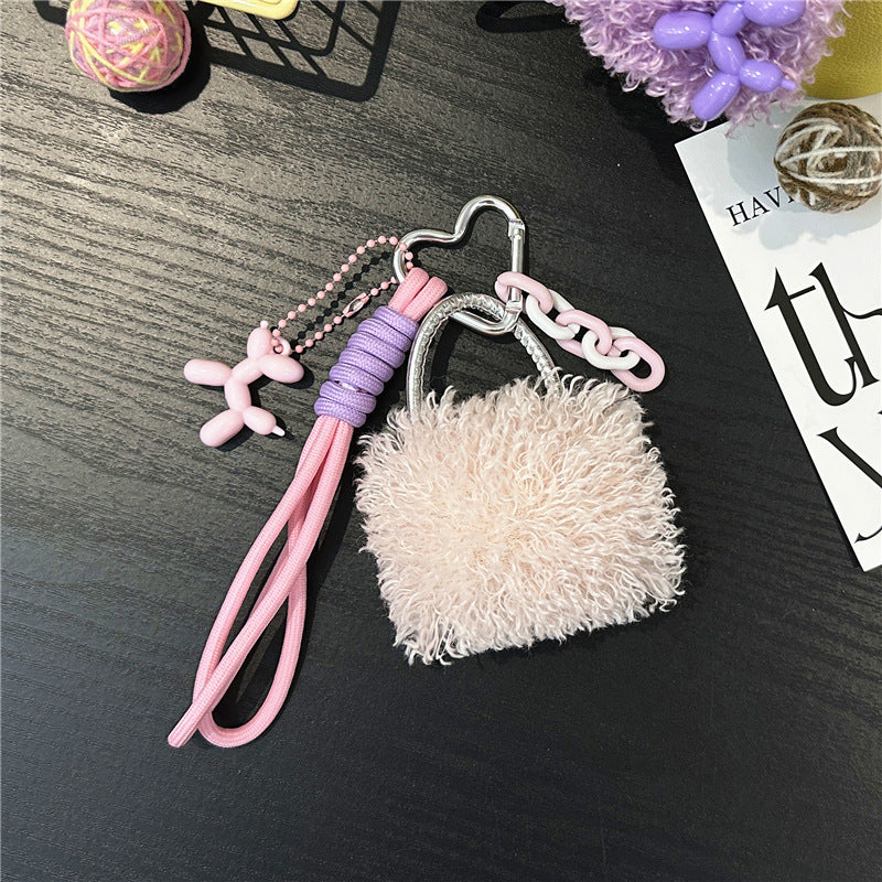 Wholesale Plush small bag lanyard keychain