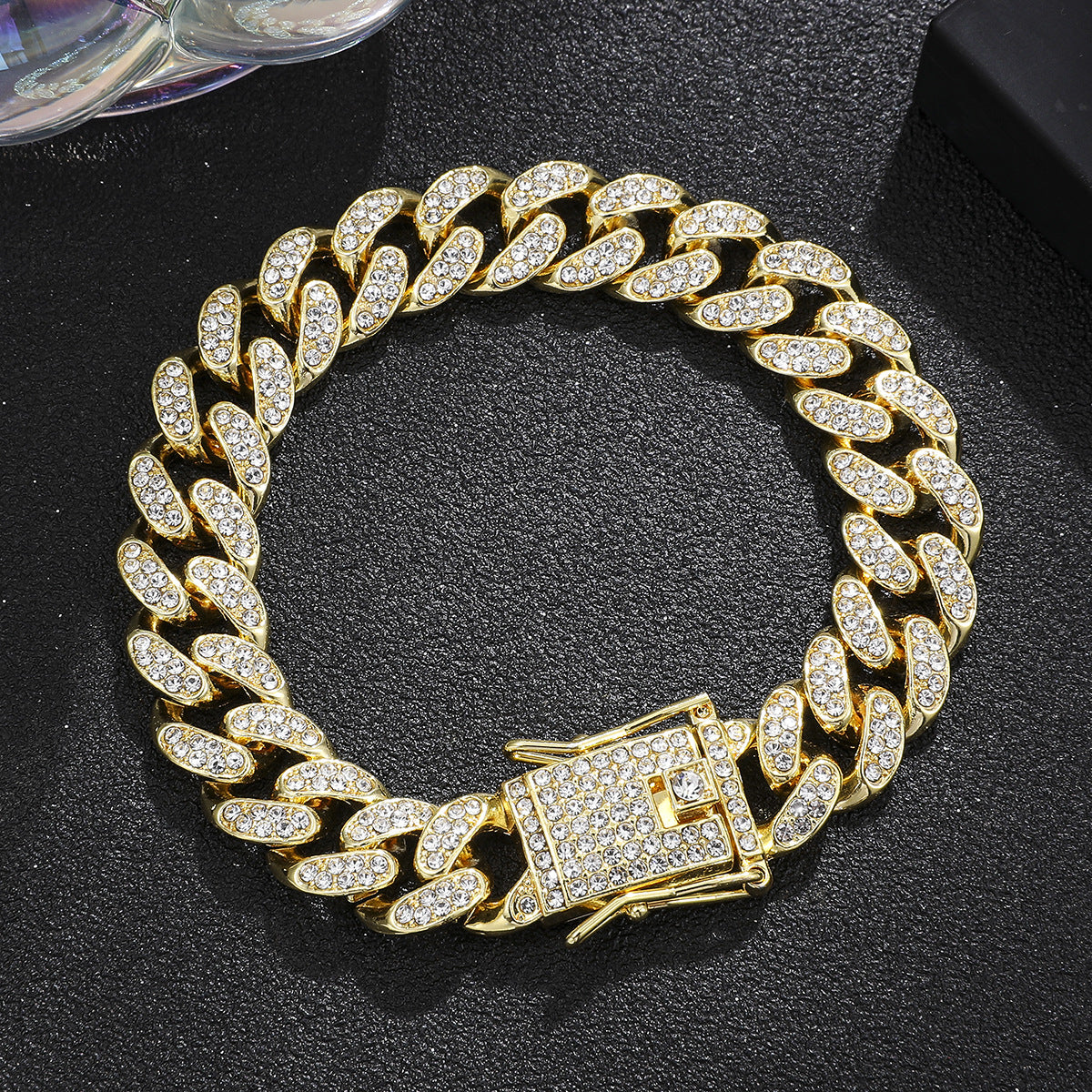 Wholesale Alloy Heavy-duty Full Diamond Cuban Chain Diamond-studded Men's Hip-hop Style Thick Necklace ACC-NE-MeiWeite002