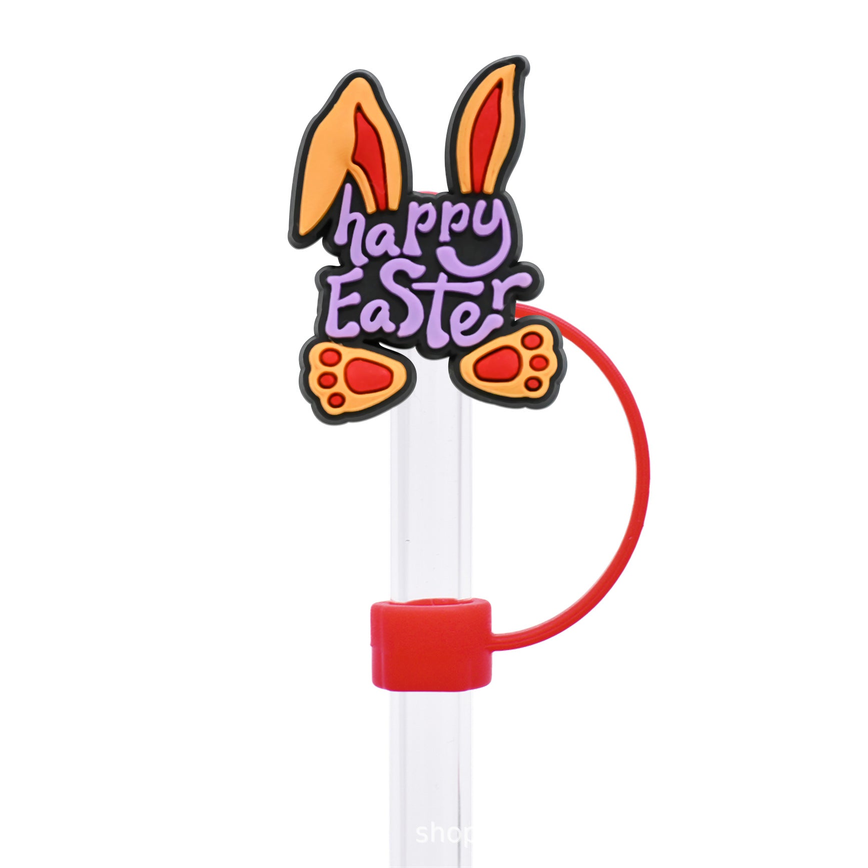Wholesale Random 50pcs Easter Cute Bunny 10mm PVC Soft Straw Tube Cap