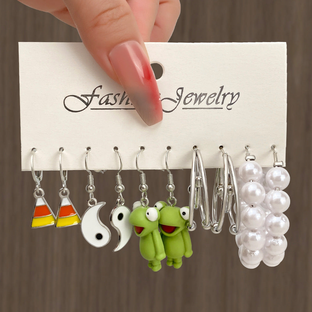Wholesale 5pcs/set color acrylic earrings  white cloud flower earrings