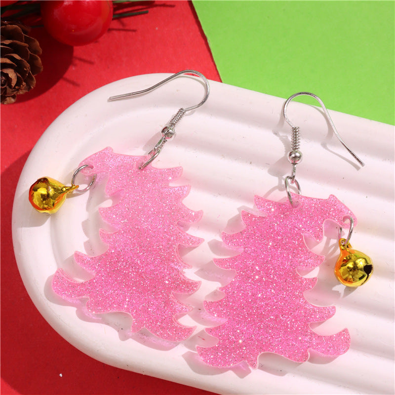 Wholesale Acrylic Earrings Leopard Print Tilted Head Star Lantern Christmas Tree Pendant Earrings