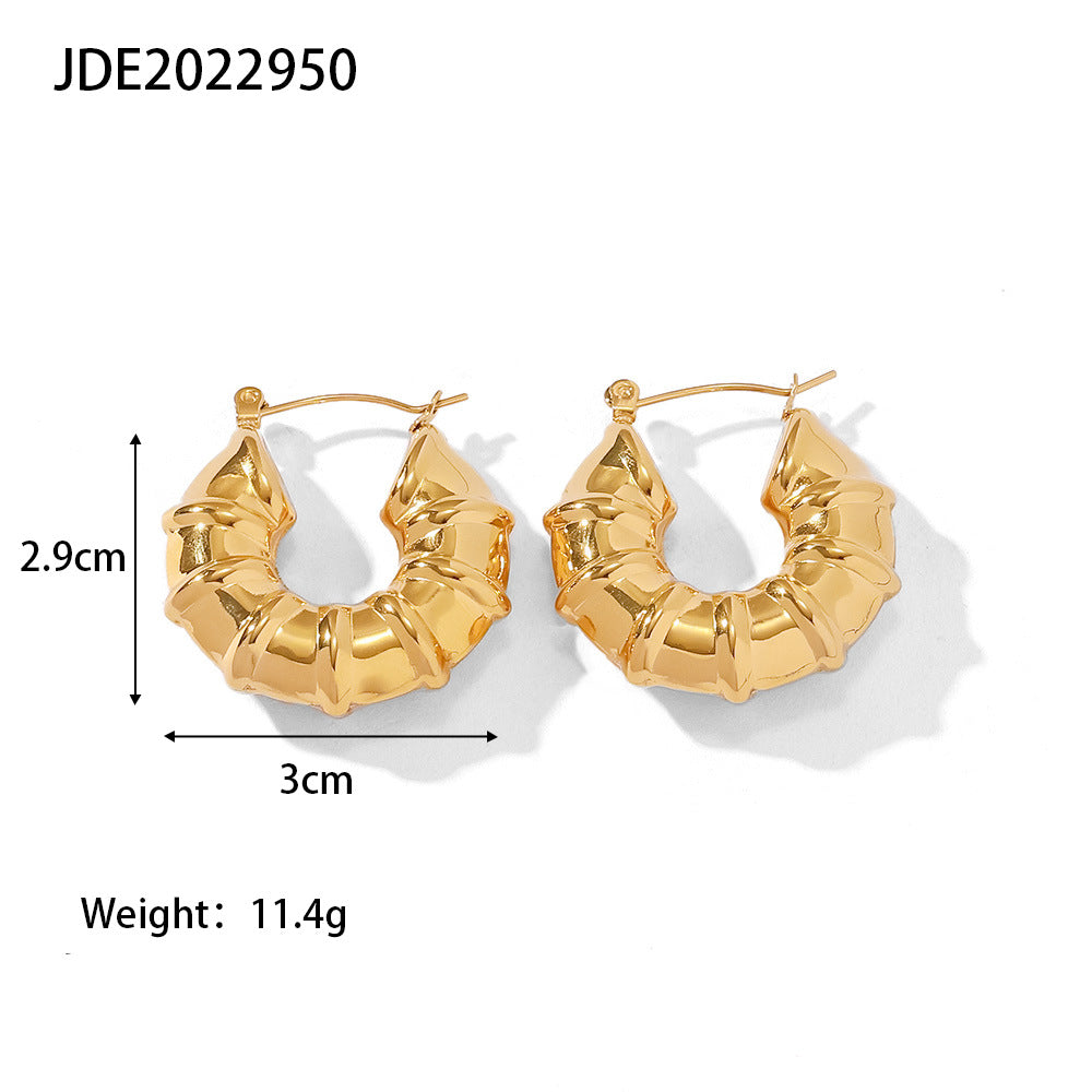 Wholesale geometric retro earrings titanium steel hollow earrings ACC-ES-Jied002