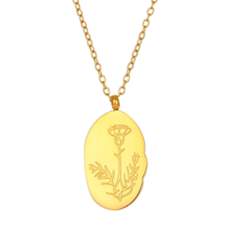 Wholesale 18k Gold Plated Stainless Steel December Birth Flower Necklace