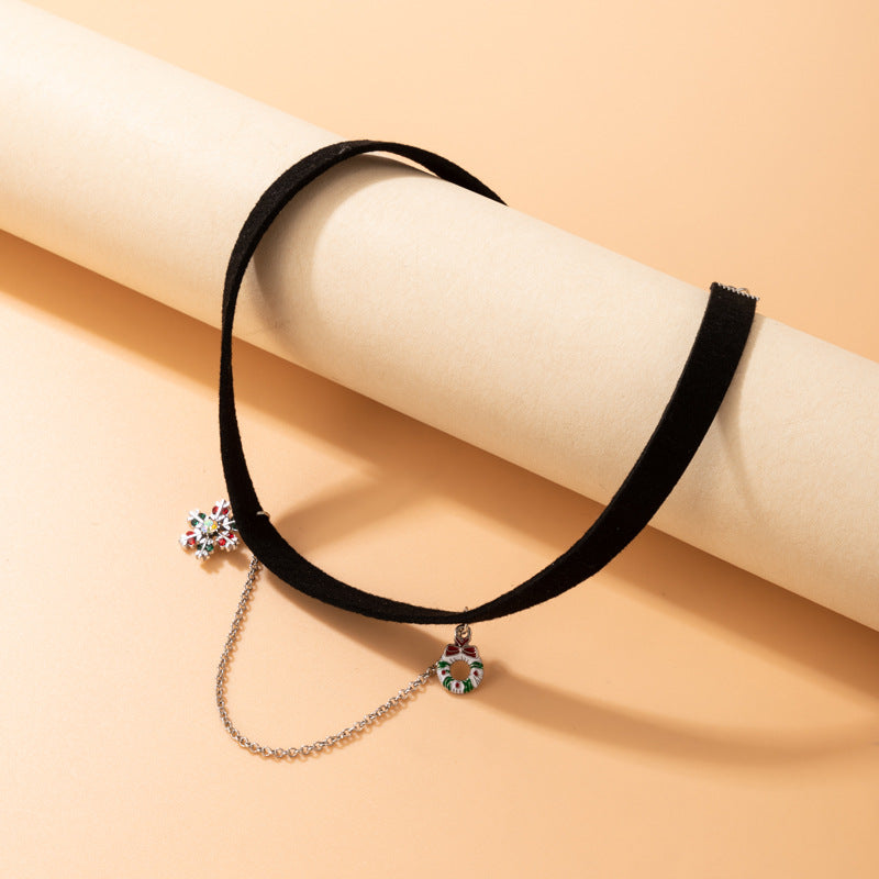 Wholesale Christmas Colorful Diamond Snowflake Single Layer Necklaces ACC-NE-YongGe004