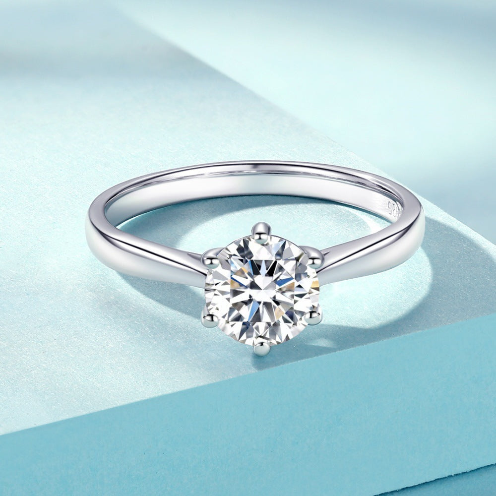 Wholesale  S925 pure silver zircon couple pair ring classic bright moissanite ring