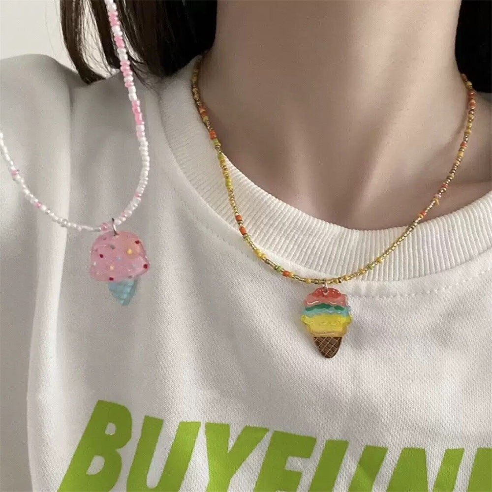 Wholesale Colorful Beaded Ice Cream Necklace