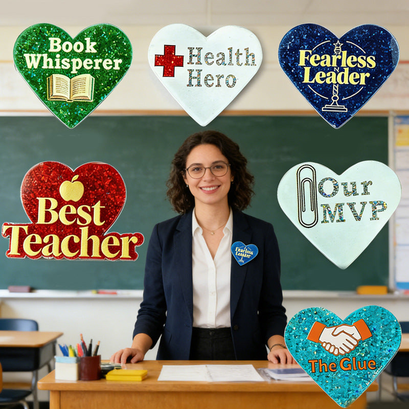 Wholesale 2pcs Sparkling Acrylic Brooch for Teacher' s Day