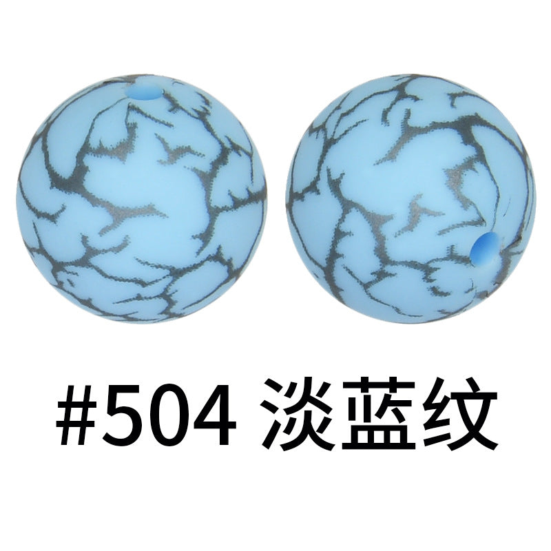 Wholesale 50pcs 15mm Colorful Crack Printed Silicone Balls DIY Beaded Accessories ACC-BDS-HeSheng050