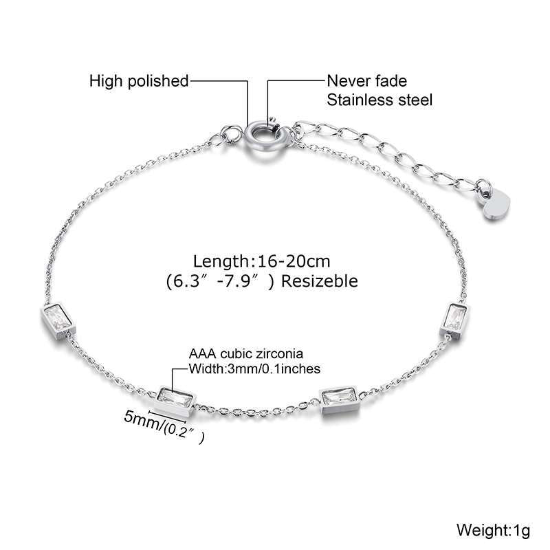 Wholesale Trendy Geometric Gold Stainless Steel Bracelet With White Colorful Zircon For Women Fashion Accessory Gift