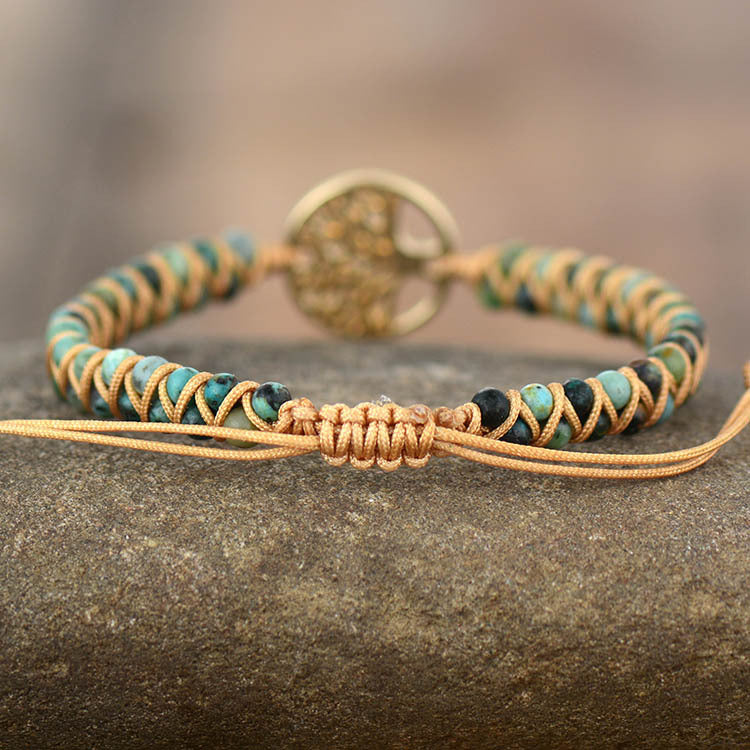 Wholesale Tree of Life Natural Stone Beaded Handwoven Bracelet