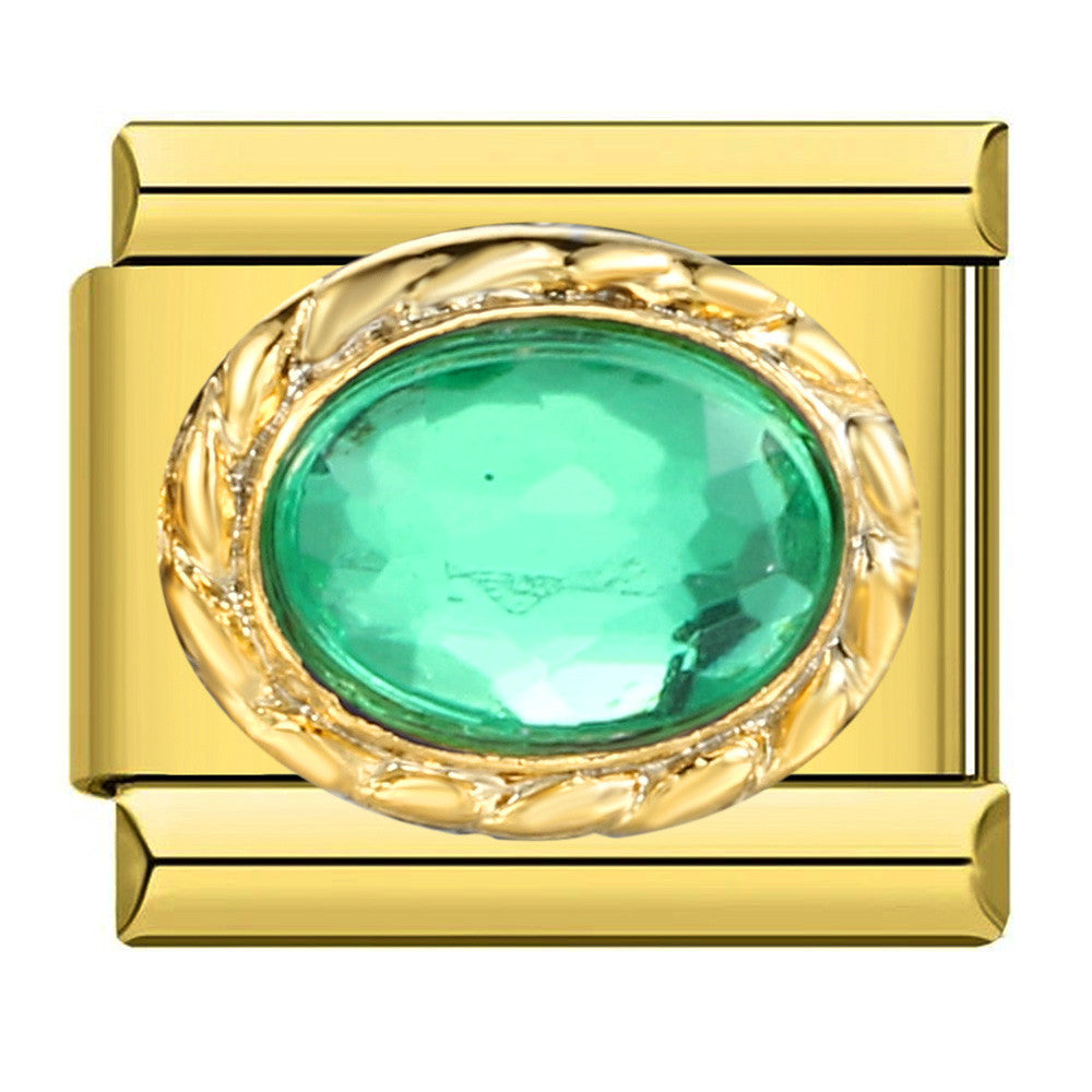 Wholesale  Italian Charm Bracelet 9mm DIY Oval Micro-Inlaid Colored Stone Creative Stainless Steel Composable Bracelet