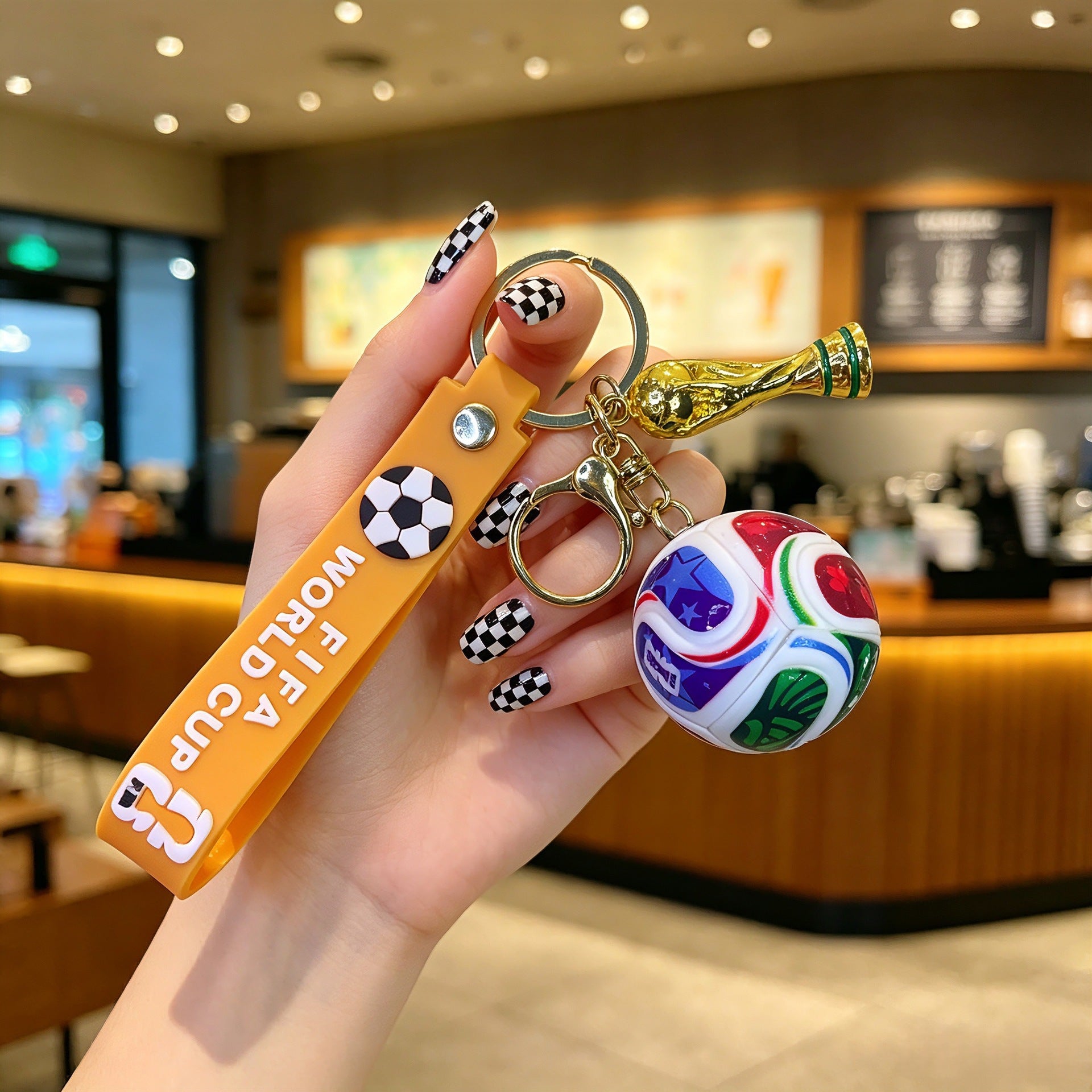 Wholesale PVC World Cup Soccer Keychain Cartoon Bag Charm Car Key Accessory