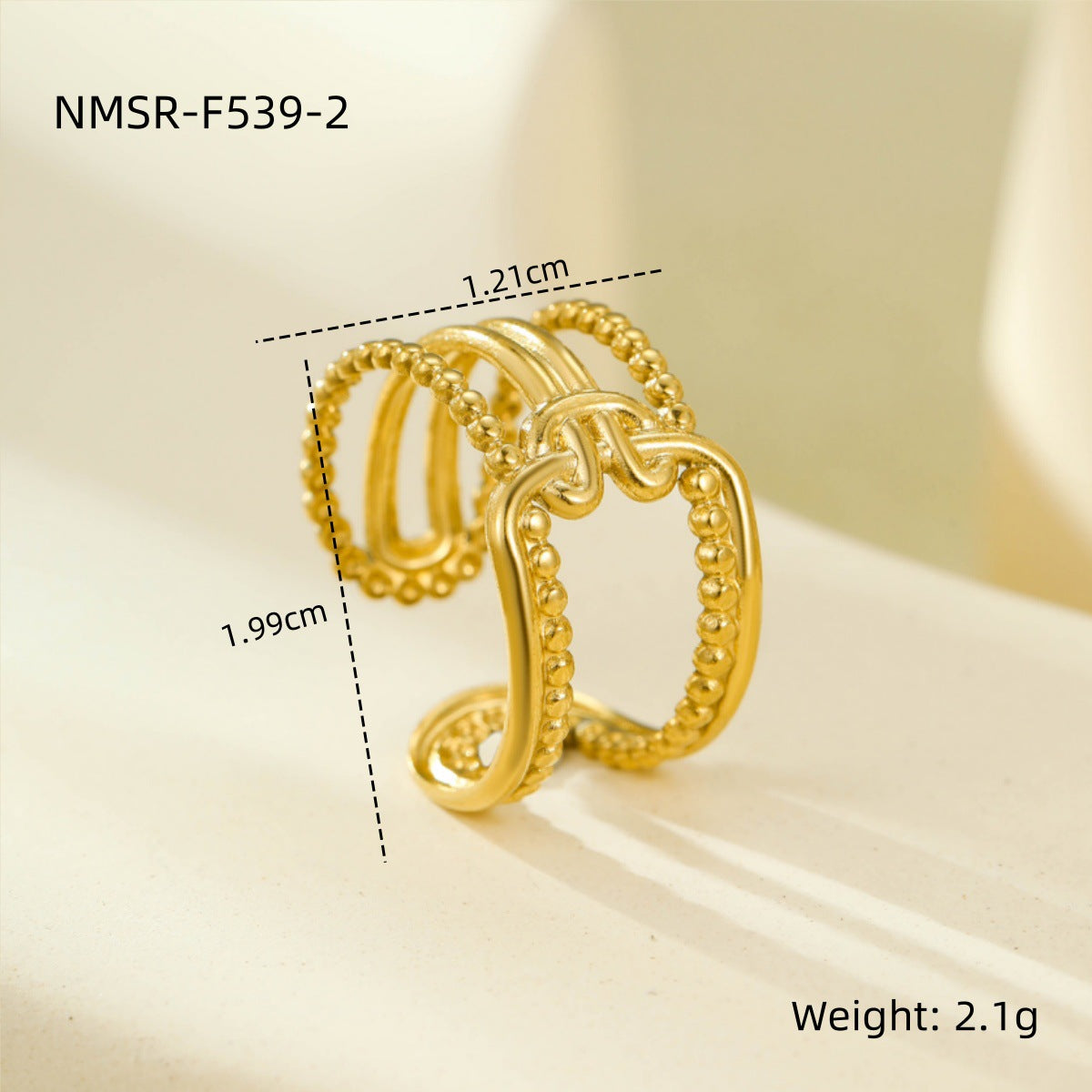 Wholesale stainless steel open ring 18K gold non-fading multi-layer geometric hollow  ring
