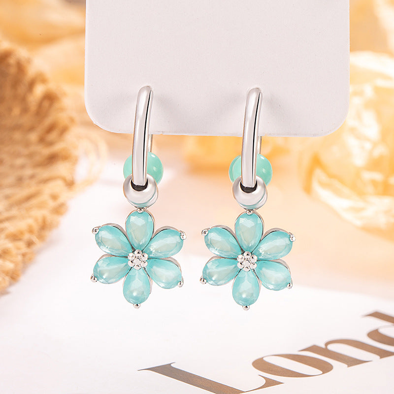 Wholesale Mint Green Flower Drop Earrings