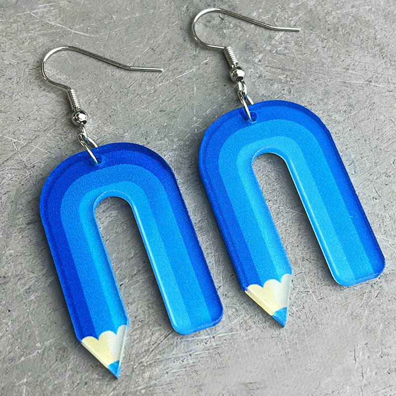 Wholesale 2 Pairs/pack Teachers Colored Pencil Art Acrylic Earrings Teacher's Day ACC-ES-HY020