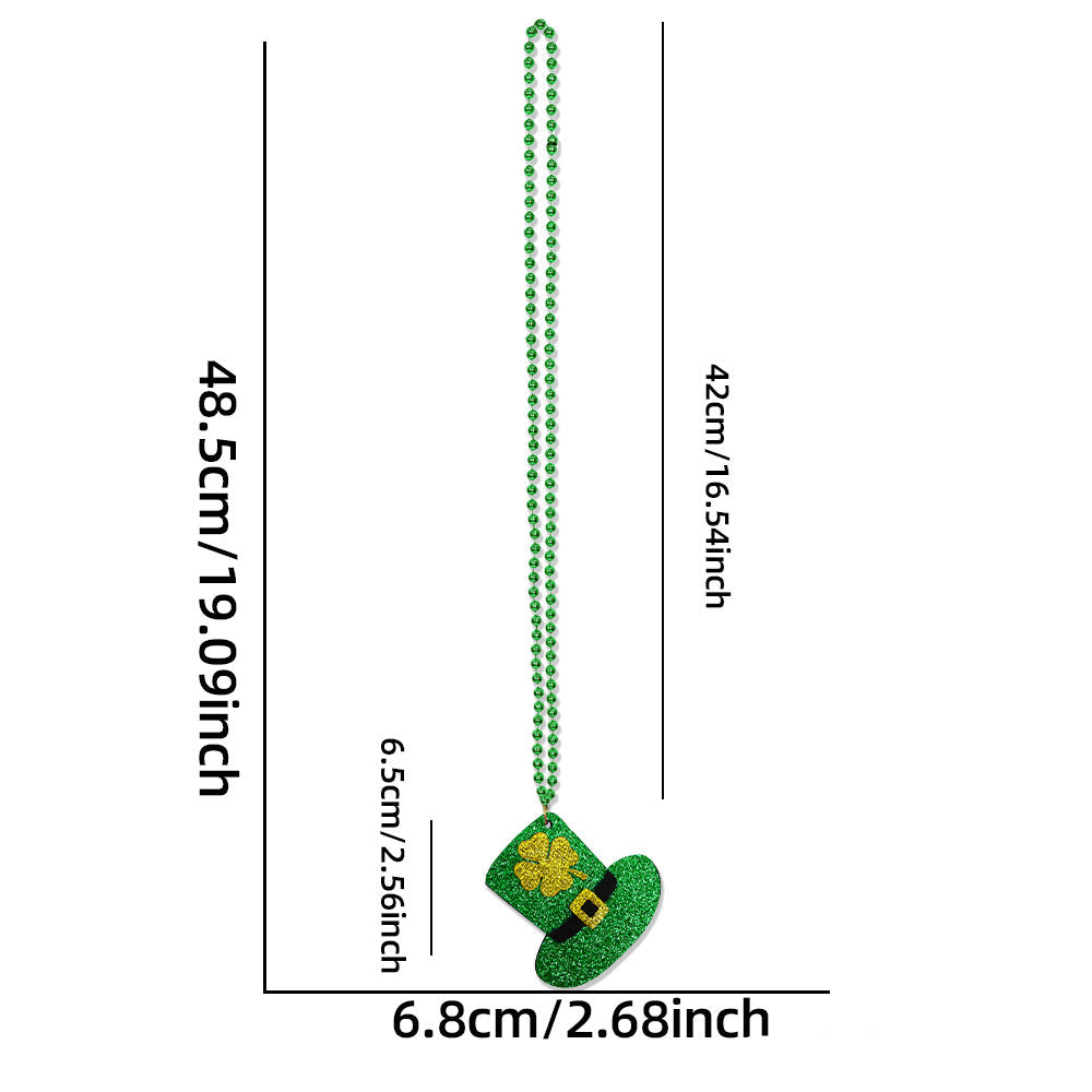 Wholesale St Patrick's Day clover beads chain Irish day  jewelry accessories green pendant necklace