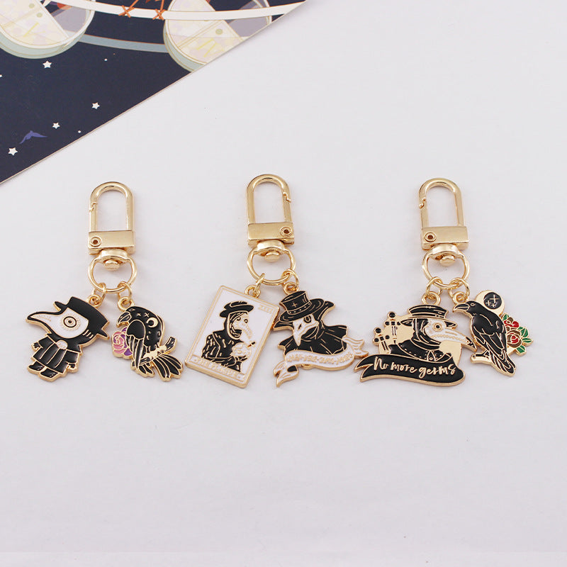 Wholesale Punk Style Halloween Bird Mouth Oil Dripping Alloy Keychain ACC-KC-QiChen007