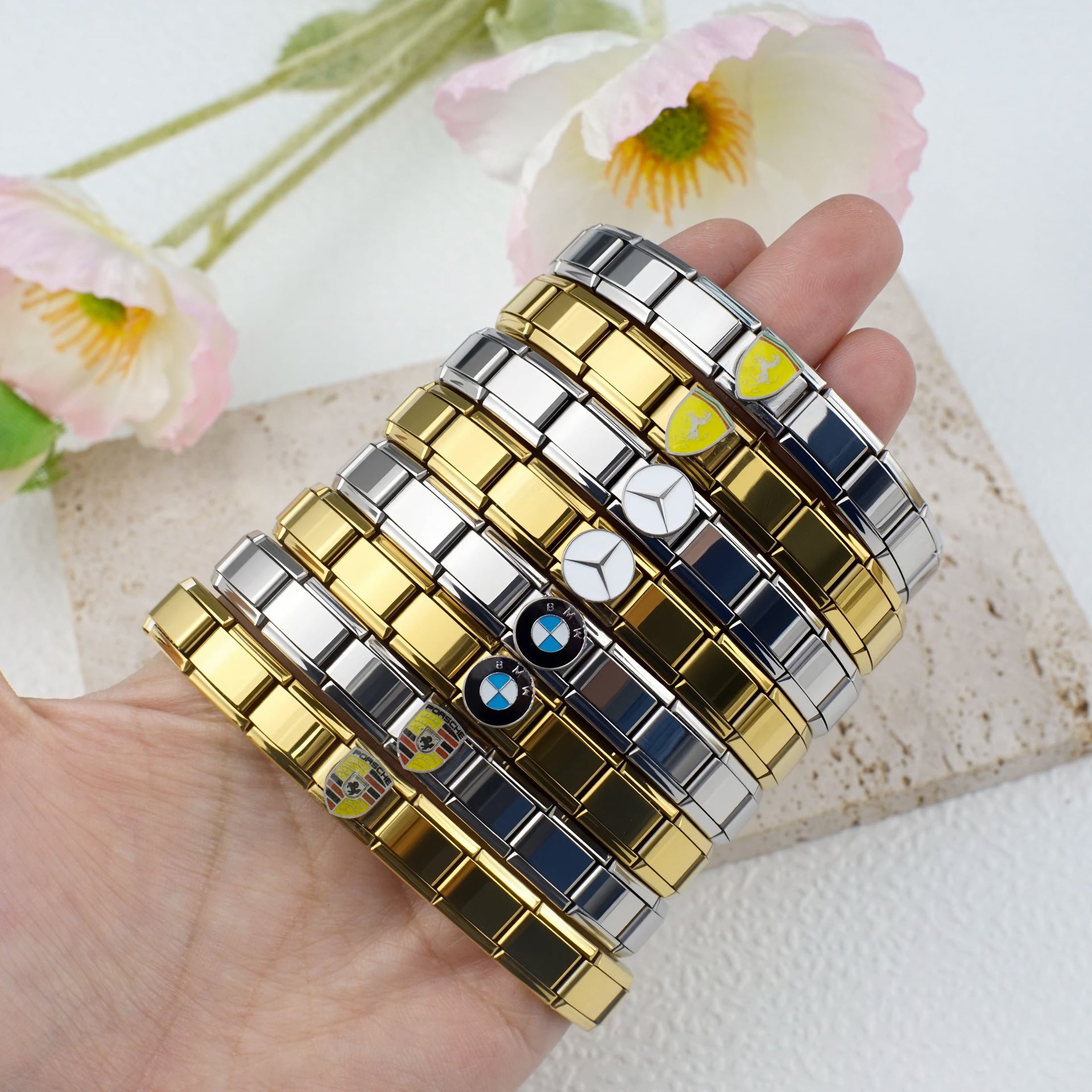 Wholesale 5pcs/pack Transportation Italian Charms Single Section Creative Stainless Steel Composable Bracelet