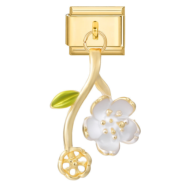 Wholesale 9mm Italian Charm Starter Bracelets DIY Flower Pendant Stainless Steel Composable Bracelet