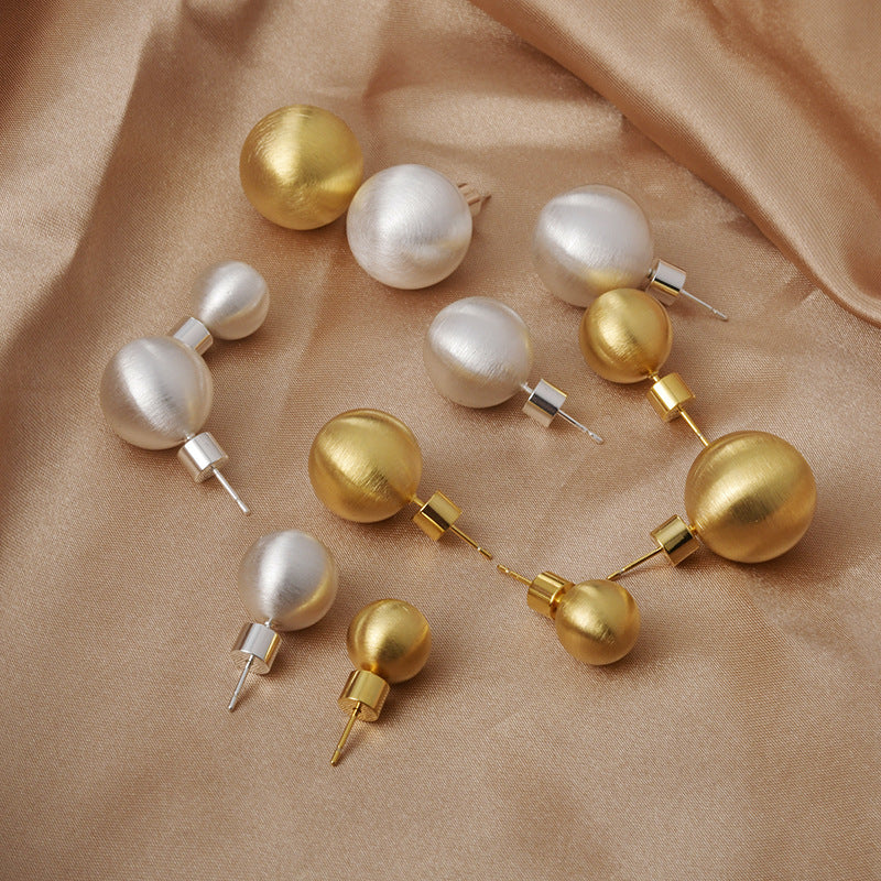 Wholesale Fashion Small Style Wire-drawing Hollow Ball Earrings