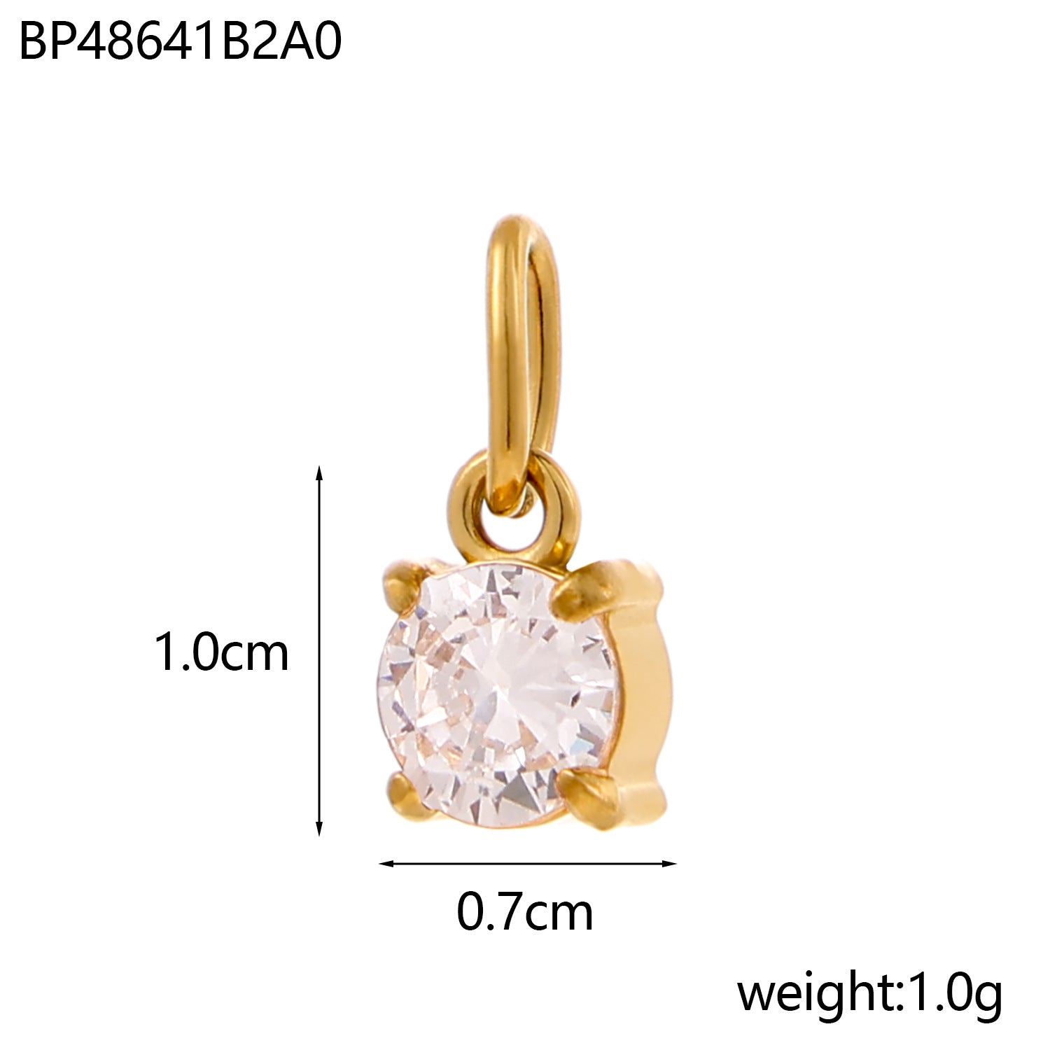 Wholesale DIY jewelry accessories stainless steel zircon round water drop zircon pendant