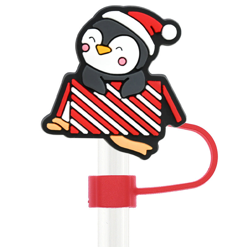 Wholesale Random 100pcs Christmas 10mm PVC Soft Straw Tube Cap ACC-SCR-RYY077