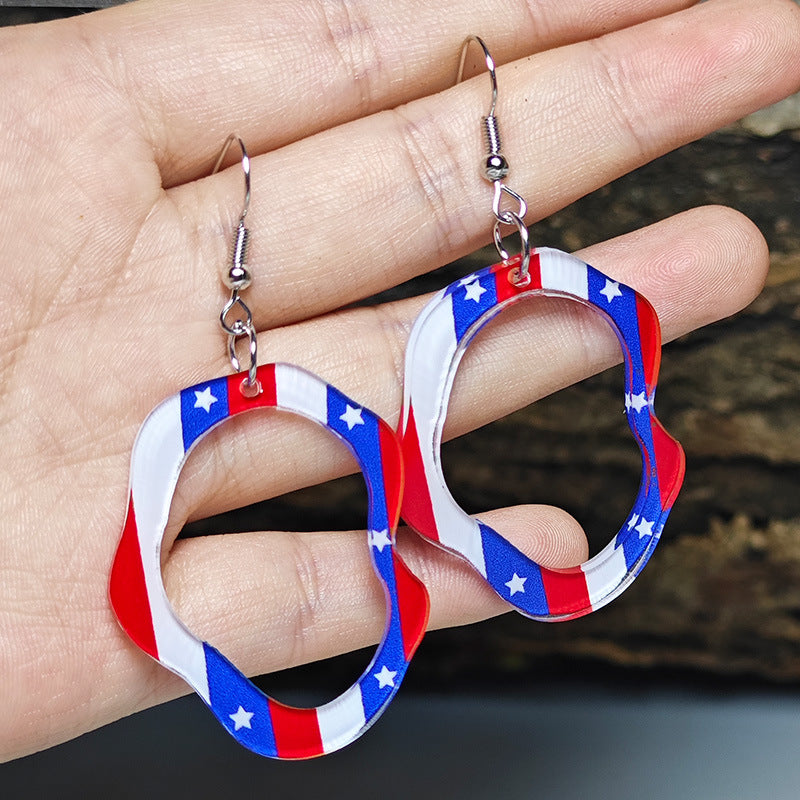 Wholesale American Independence Day Round Acrylic USA Letter Earrings