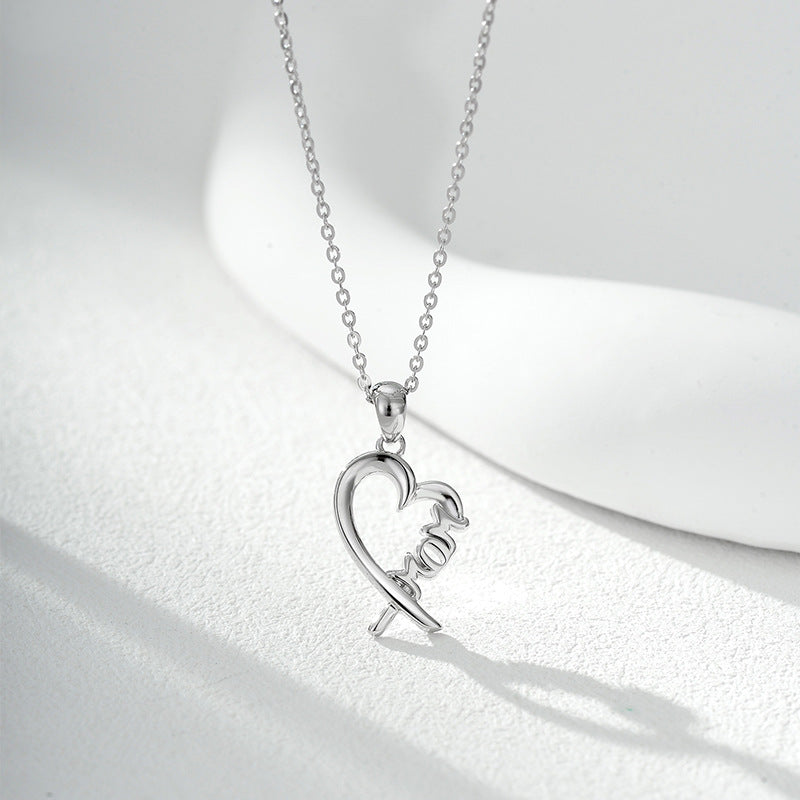 Wholesale Motherly Love Necklace  S925 Sterling Silver Heart Pendant  Mother's Day Necklaces