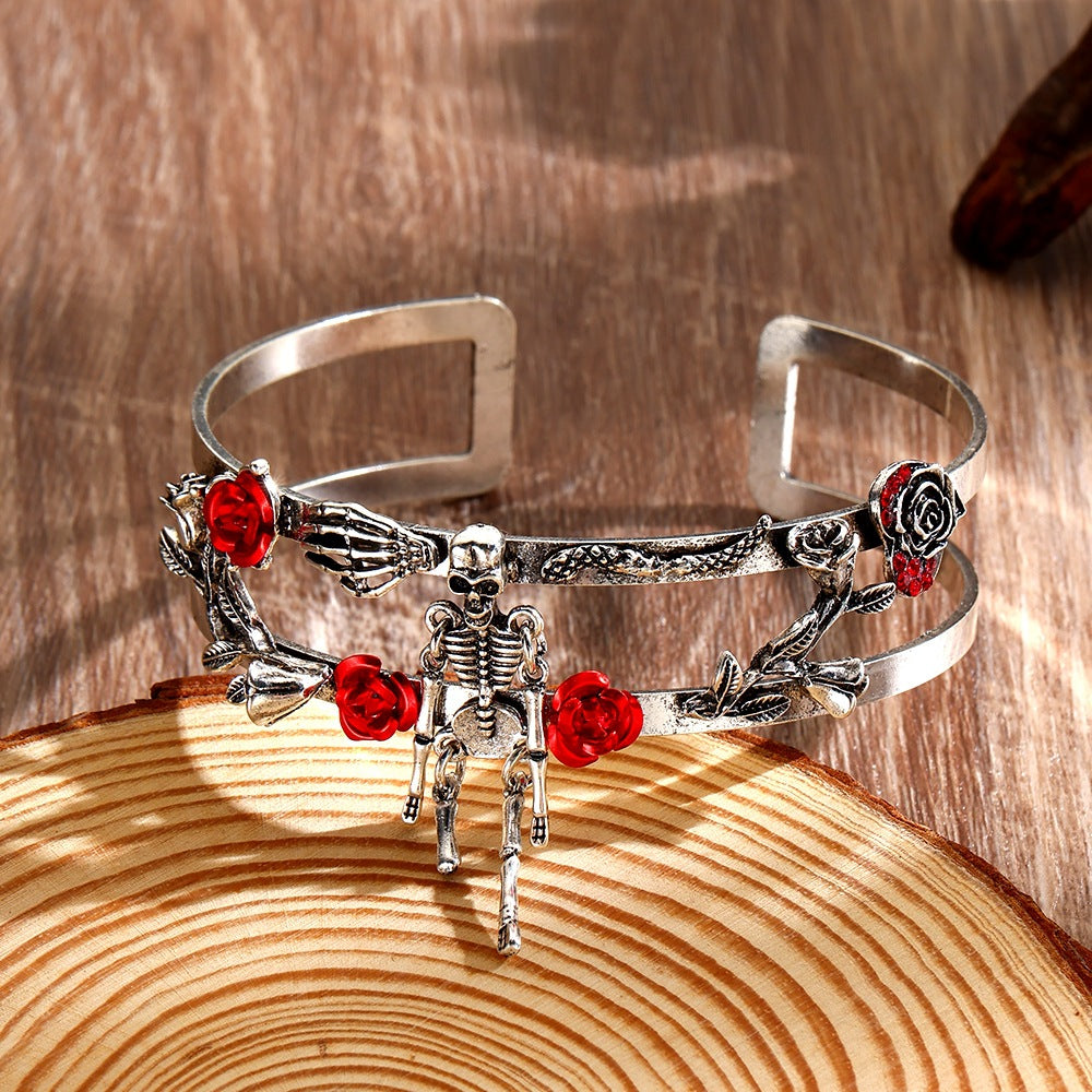Wholesale Fashion Punk Skull Snake Arm Cuff Antique Silver Alloy Resale Jewelry Accessory