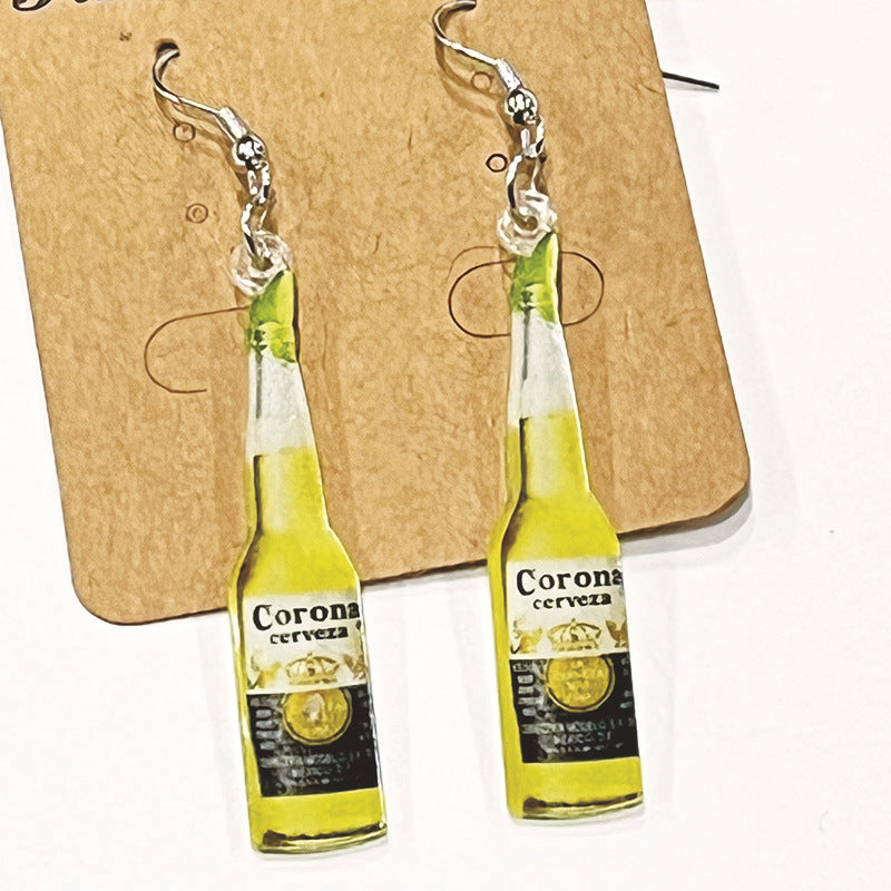 Wholesale 2 Pairs/pack Party Beer Can Fun Acrylic Earrings ACC-ES-HY074