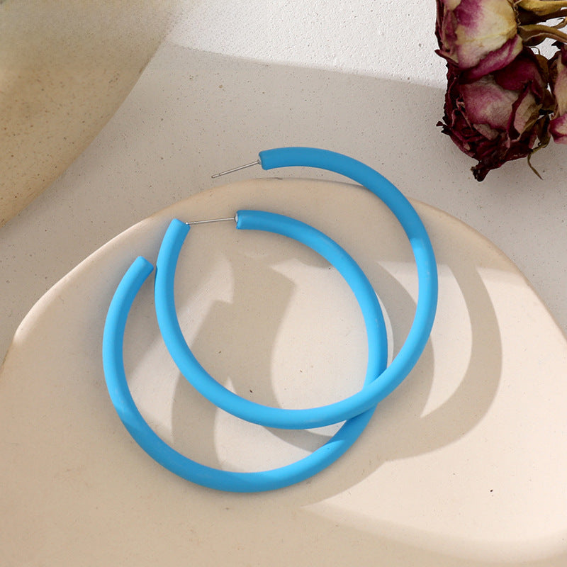 Wholesale 925 silver needles semi-round candy color C- shaped earrings