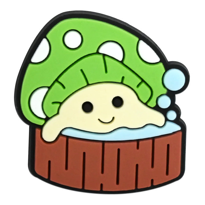 Wholesale   Random 100pcs Creative Cute cartoon mushroom series  PVC Soft Rubber Shoe Buckle Decoration