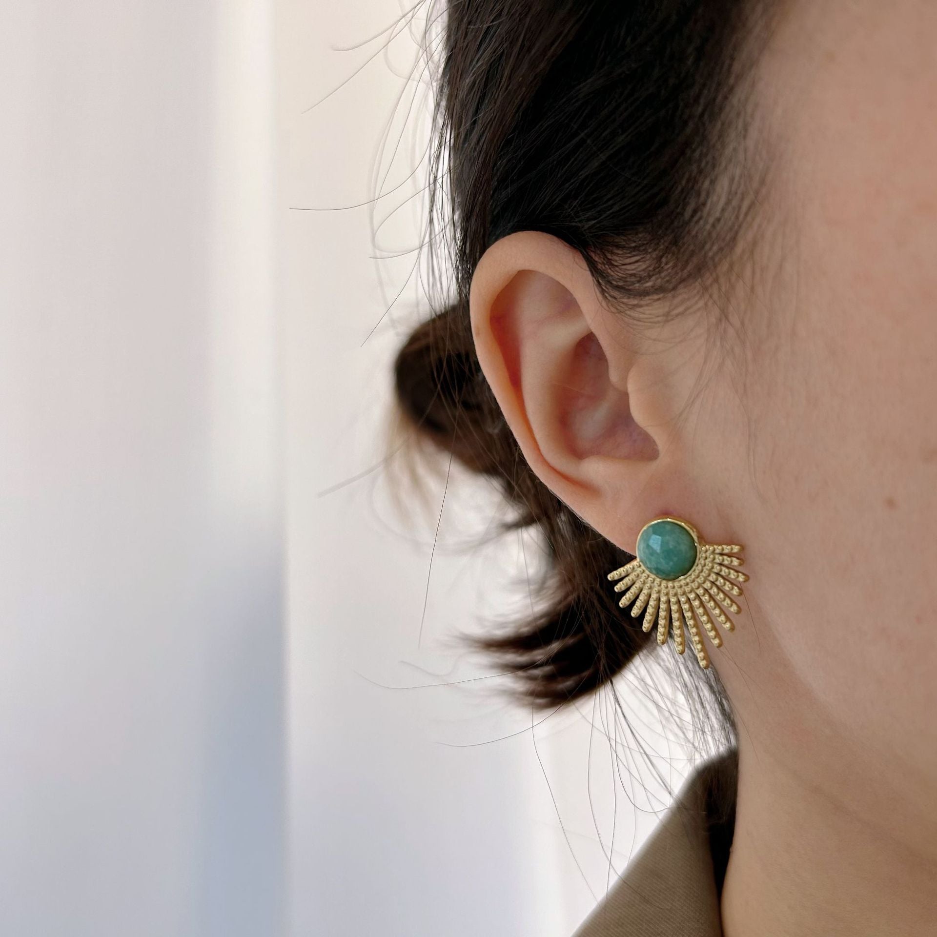 Wholesale Stainless steel exquisite Tianhe stone earrings natural stone Tianhe stone necklace