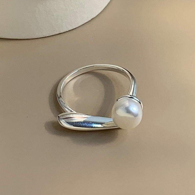 Wholesale S925 Sterling Silver Pearl Adjustable Ring