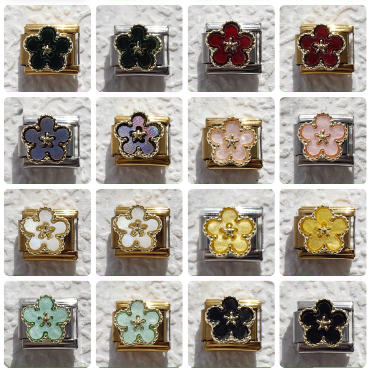 Wholesale Italian Style Four Leaf Clover Modular Bracelet Black Gold Stainless Steel Jewelry Accessory Gift