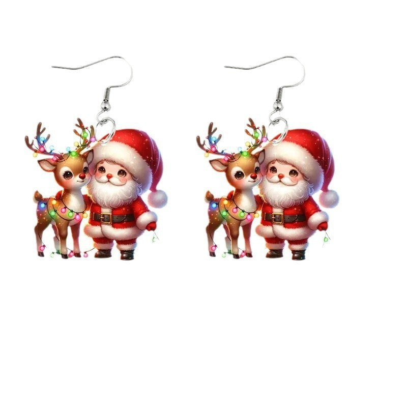 Wholesale Pink f Snowman Acrylic Earrings