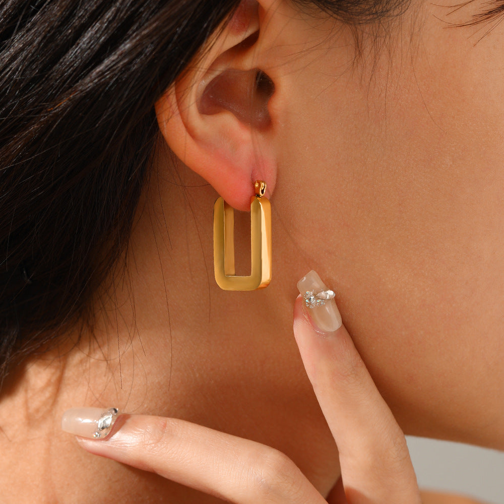 Wholesale  Luxury Geometric Shape Stainless Steel Earrings