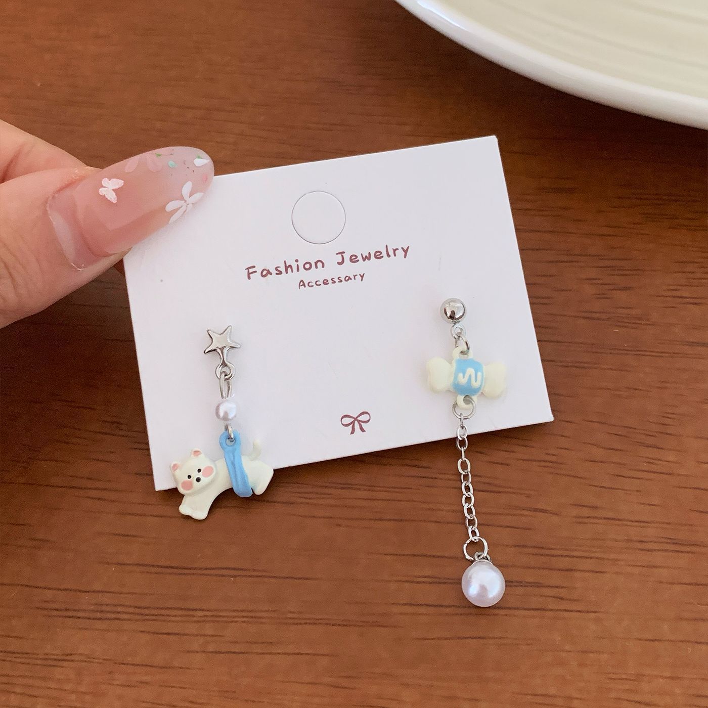 Wholesale Childlike and Cute Puppy Earrings with Tassels Silver Needles Earrings