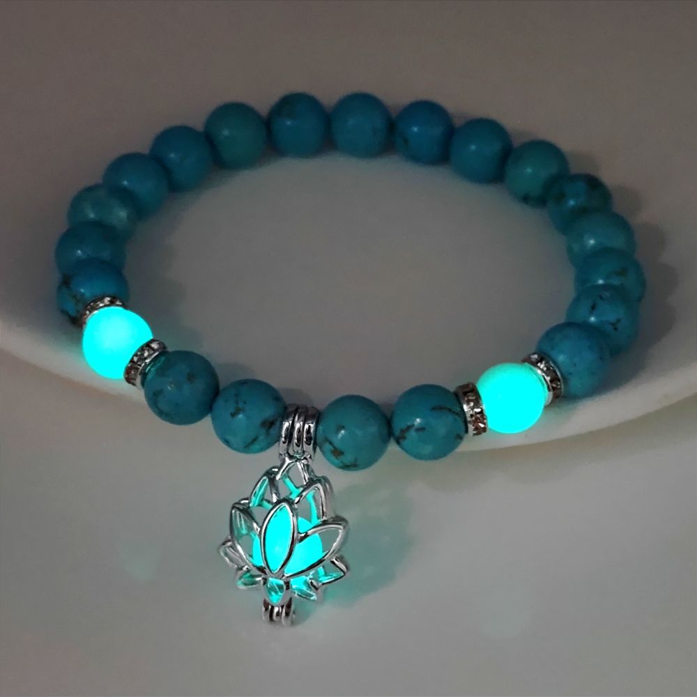 Wholesale  White Turquoise Luminous Lotus Bracelet