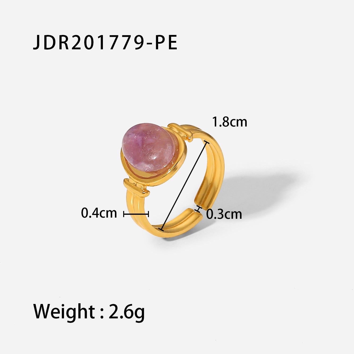 Wholesale Retro Titanium Steel Open Gemstone Ring