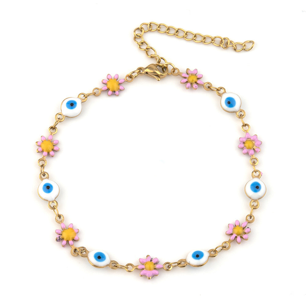 Wholesale Daisy Sunflower Titanium Steel Bracelets Epoxy Bracelet ACC-BT-Ruix002