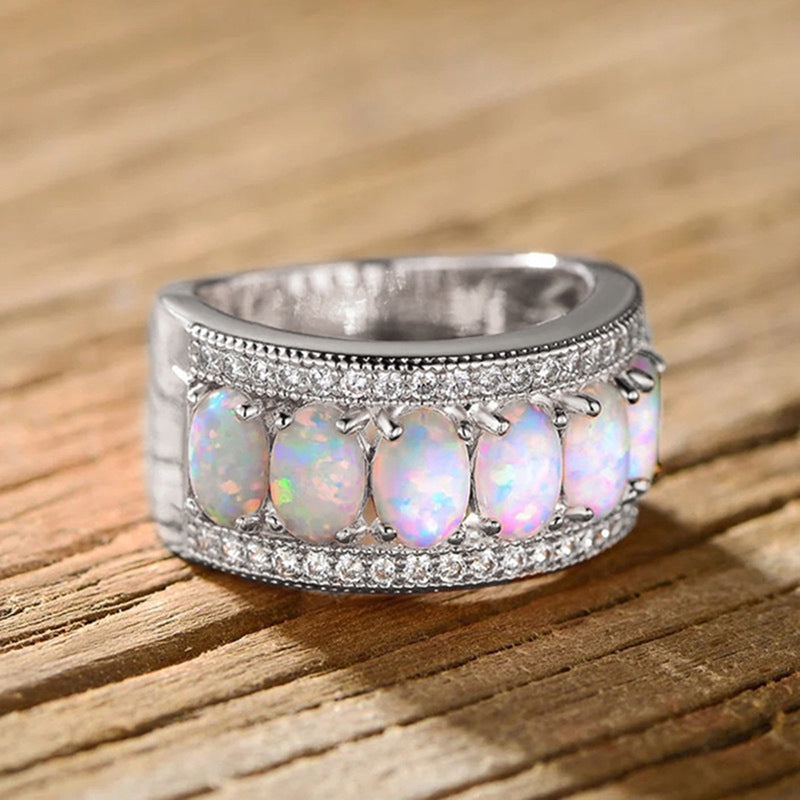 Wholesale Faux Opal Oval Ring Elegant Finger Ring
