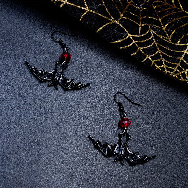 Wholesale Retro Creative Gothic Bat Pendant Earrings