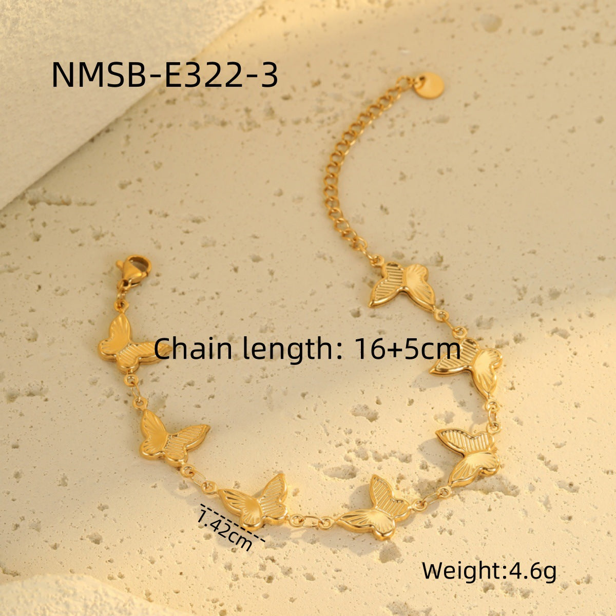 Wholesale Stainless Steel  Light Luxury Butterfly Flower Pendant Bracelet