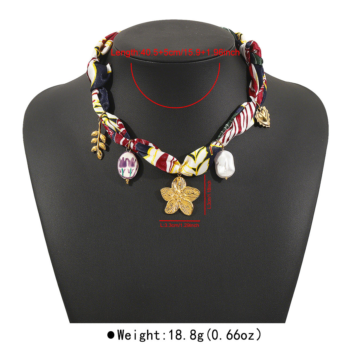 Wholesale Floral Ceramic Pendant Ribbon Necklace